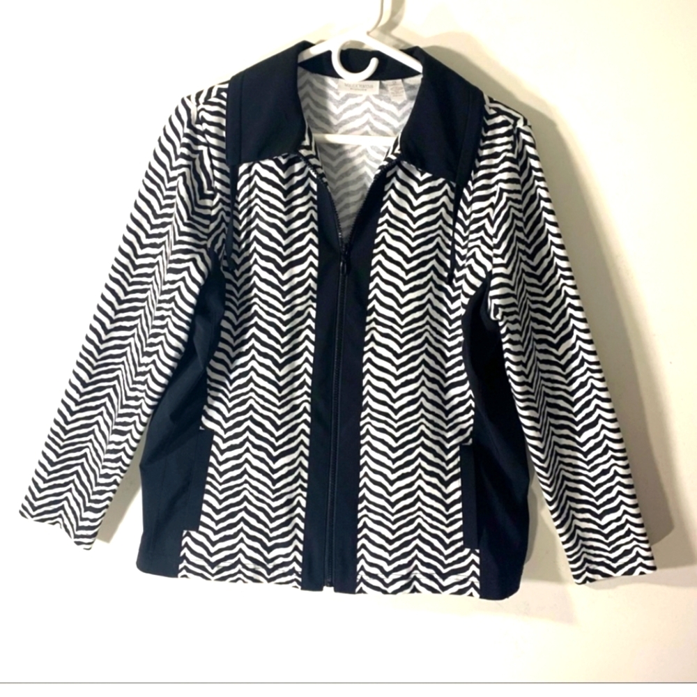 Chico's Black and White Chevron Blazer - Picture 1 of 4